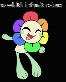 a cartoon drawing of a flower with the words he whith infant robux below it