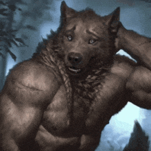 a painting of a werewolf with a braided neck