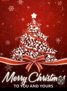 a merry christmas to you and yours card with a christmas tree made of stars
