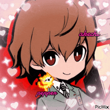 a drawing of a boy with the name pepper on it