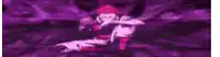 a cartoon character is standing in front of a purple background in a dark room .