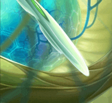 a close up of a painting of a sphere with a needle in it