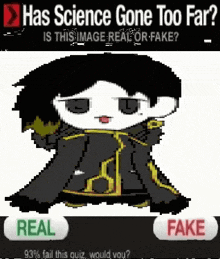 a pixel art of a person asking if science is gone too far .