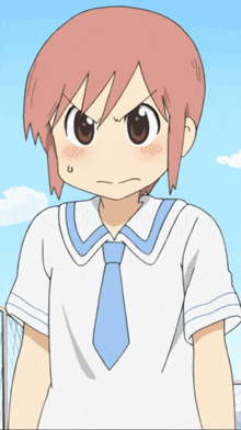 a girl with pink hair is wearing a white shirt and tie
