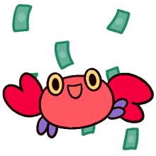 raining money crabby crab pikaole rich happy