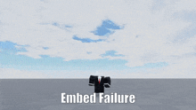 a minecraft character is flying through the air with the words `` embed failure '' written on it .