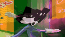 a cartoon character is standing in front of a sign that says ' corner ' on it
