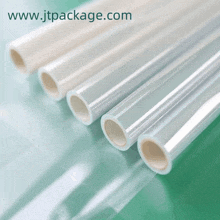 a row of clear plastic tubes with the website www.jtpackage.com in the corner