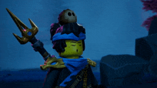 a ninjago character with a skull on her head