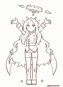 a drawing of a girl with a crown on her head and the name mountainhan below it