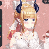 a girl with horns and a bow on her head