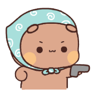a cartoon of a bear wearing a bandana and holding a gun .