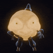 a cartoon character with a hat and gloves is standing in the dark