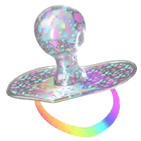 a pacifier with a rainbow ring around it on a white background