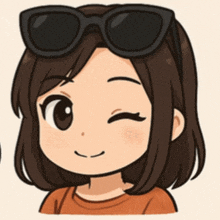 a cartoon girl wearing sunglasses is winking