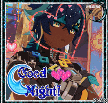 a picture of a boy with a heart around his head and the words good night