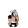 a pixel art cartoon of a man wipes his face with a towel .
