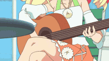 a cartoon of a girl playing a guitar with the hashtag hothotmiso