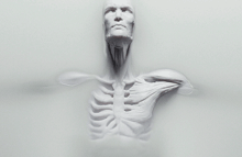 a statue of a man 's torso with a face visible