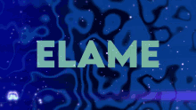 a blue background with the word flame in green