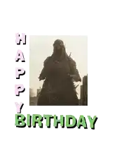 a birthday card with a picture of a monster and the words " happy birthday "