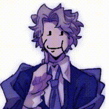 a drawing of a man in a suit and tie with a smiley face .