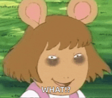 a cartoon character with a tired look on her face is saying what ?