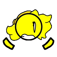 a cartoon drawing of a yellow circle with a tear coming out of it