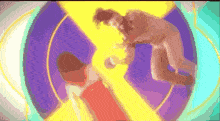 a cartoon drawing of a man and a woman holding hands