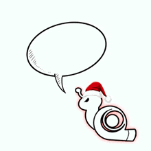 a cartoon drawing of a snail wearing a santa hat and a speech bubble that says frohe weihnachten