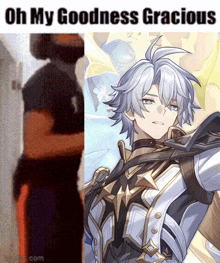 a picture of a man next to a picture of a boy with the words oh my goodness gracious