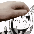 a hand is holding a piece of paper over a cartoon character .