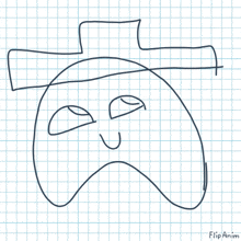 a drawing of a face with the word flipanim underneath it
