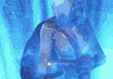 a painting of a person in a blue costume