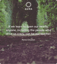 a poster with a quote by pema chodron that says if we learn to open our hearts