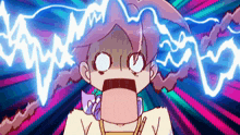 a cartoon of a girl with lightning coming out of her eyes