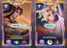 snk maple frost ryoma charlotte khanhbang and hexsword charlotte khanhbang are shown