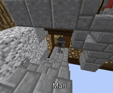 a man is standing on a staircase in minecraft