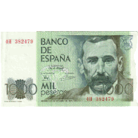 a banco de espana 1000 mil pesetas bill with a man 's face on it