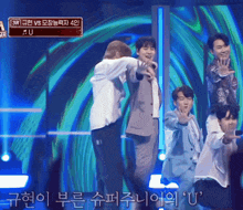 a group of men on a stage with a sign that says 3r vs 4p u