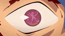 a close up of a person 's eye with a purple circle in the middle .