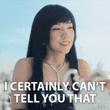 a picture of a woman with the words " i certainly can 't tell you that " on the bottom
