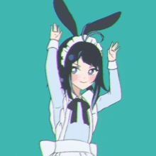 a drawing of a girl wearing bunny ears and an apron