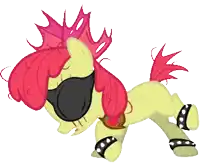 a cartoon pony wearing sunglasses and a red mohawk