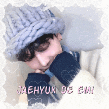 a picture of a person with the name jaehyun de emi written on it