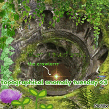 a picture of a well with the words " topographical anomaly tuesday " on it