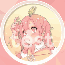 a drawing of a girl with a leaf in her hair and the word test on the bottom right
