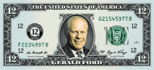 a united states of america 12 dollar bill with gerald ford