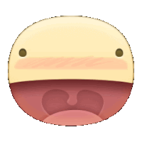 a cartoon face with its mouth open and a smiley face on it
