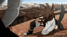 a cartoon of a man with dreadlocks holding a sword with funimation written on the bottom right